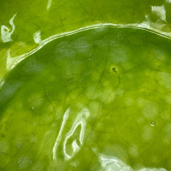 Moreno Ceramics Vintage Green Cracked Glaze Low Bowl Planter Dish USA MCM Retro - Picture 4 of 10